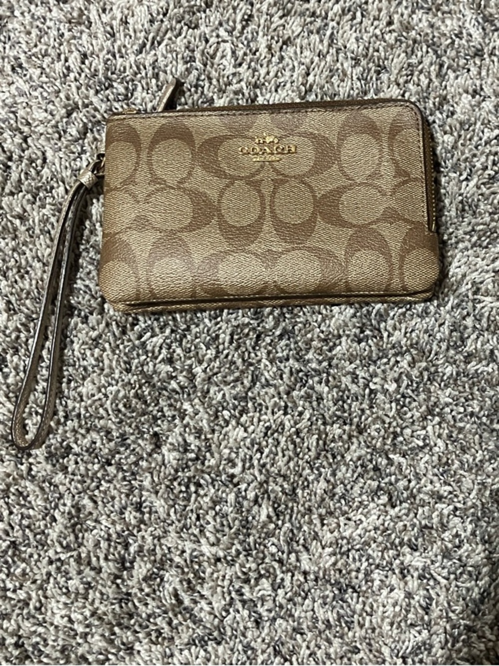 Coach Brown Khaki Signature Canvas Wristlet